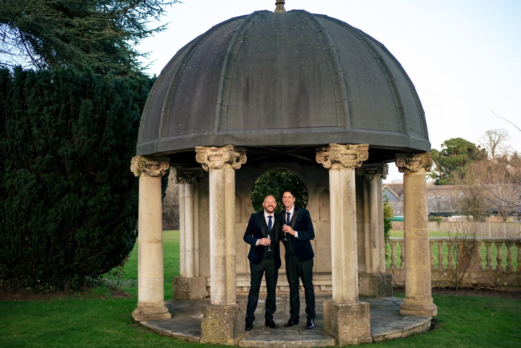 Grooms in the garden temple at Edes House, Chichester