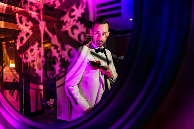 Creative groom picture taken at Ashbys Southsea Hampshire