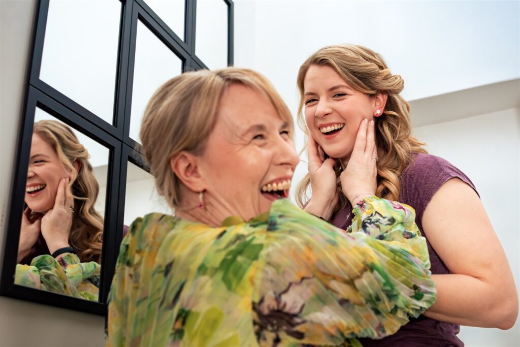 bride and mum moment bridal prep