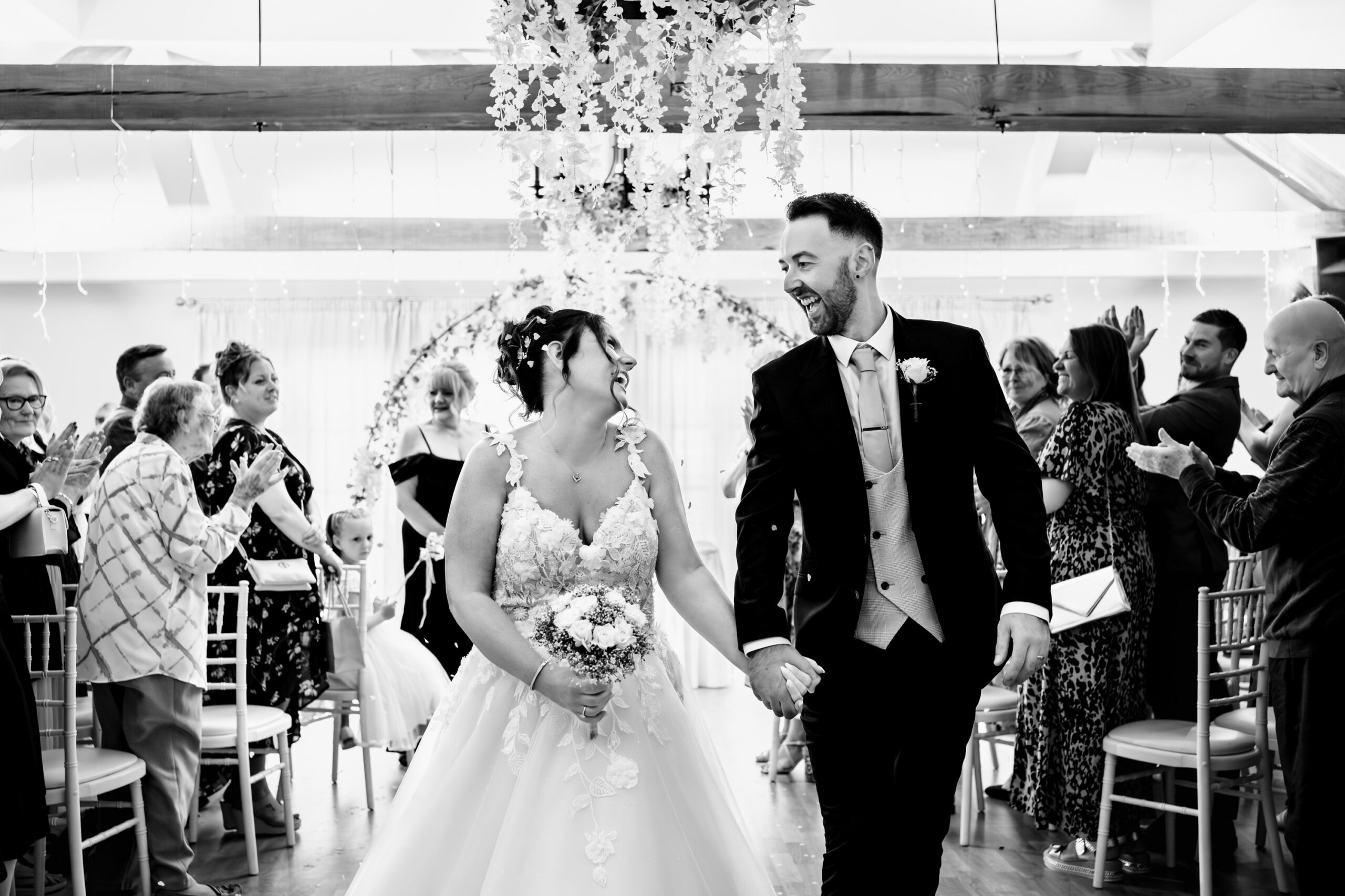 Newtown house hotel wedding photographer aisle exit