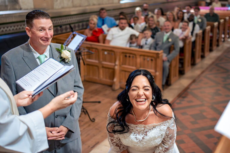 Joyful wedding ceremony at St Matthew's Church, Blackmoor near Liss