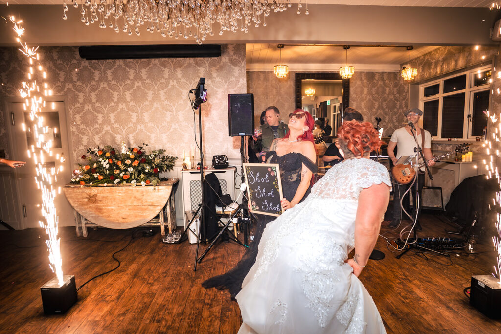 Bride at the reception at The Elephant at Pangbourne, Berkshire