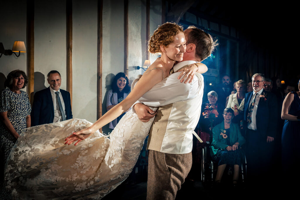 First dance with flash at Kimbridge Barn, Test Valley, Hampshire
