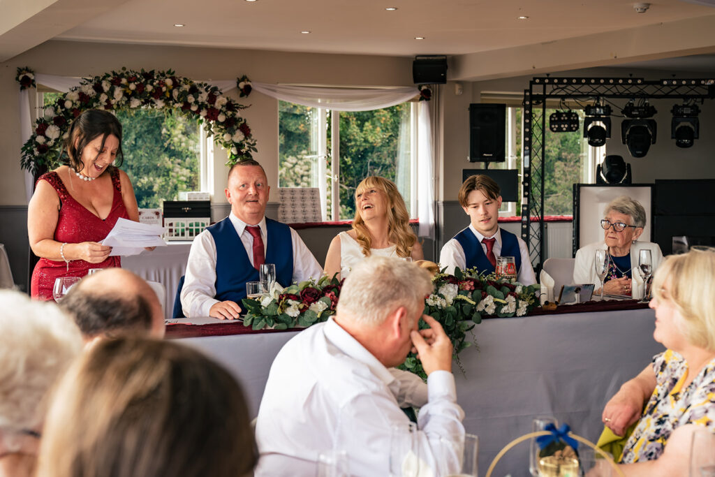 Wedding breakfast and speeches at The Churchillian, Portsdown Hill, Portsmouth