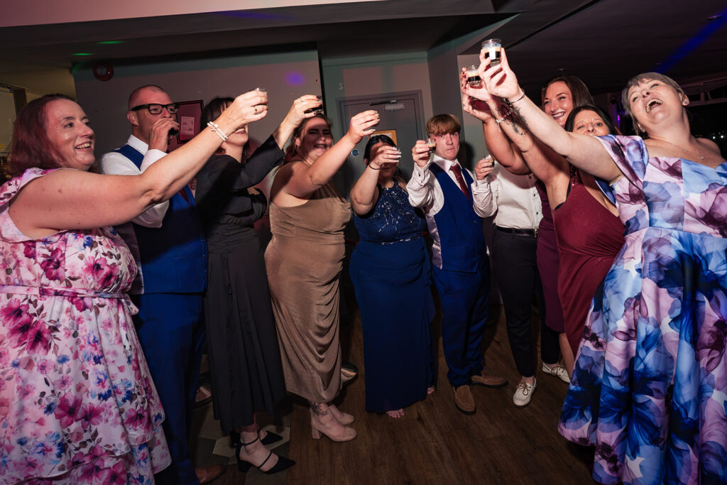 Guests celebrating on the dancefloor at The Churchillian, Portsdown Hill, Portsmouth