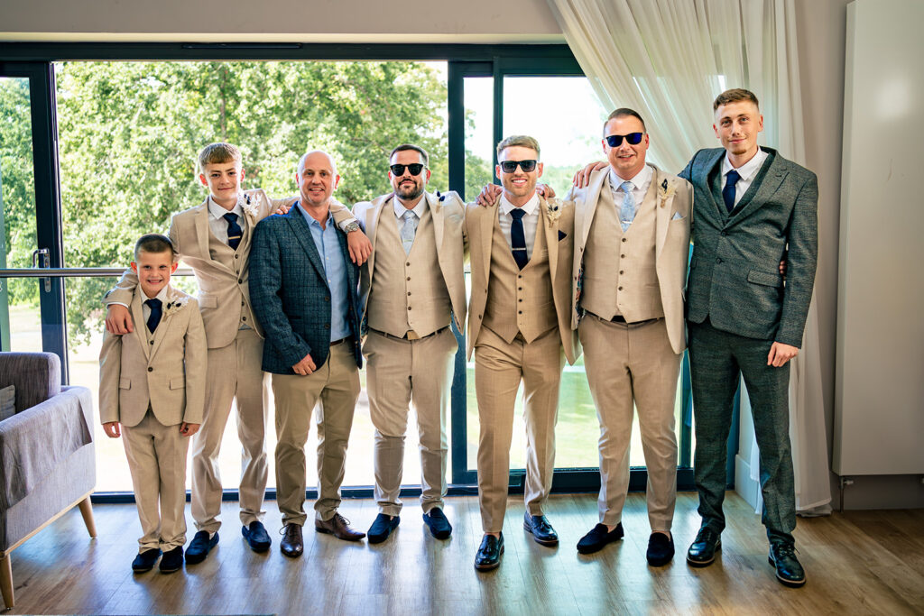 Groom and his groomsmen outside at Old Thorns Hotel and Resort, Liphook