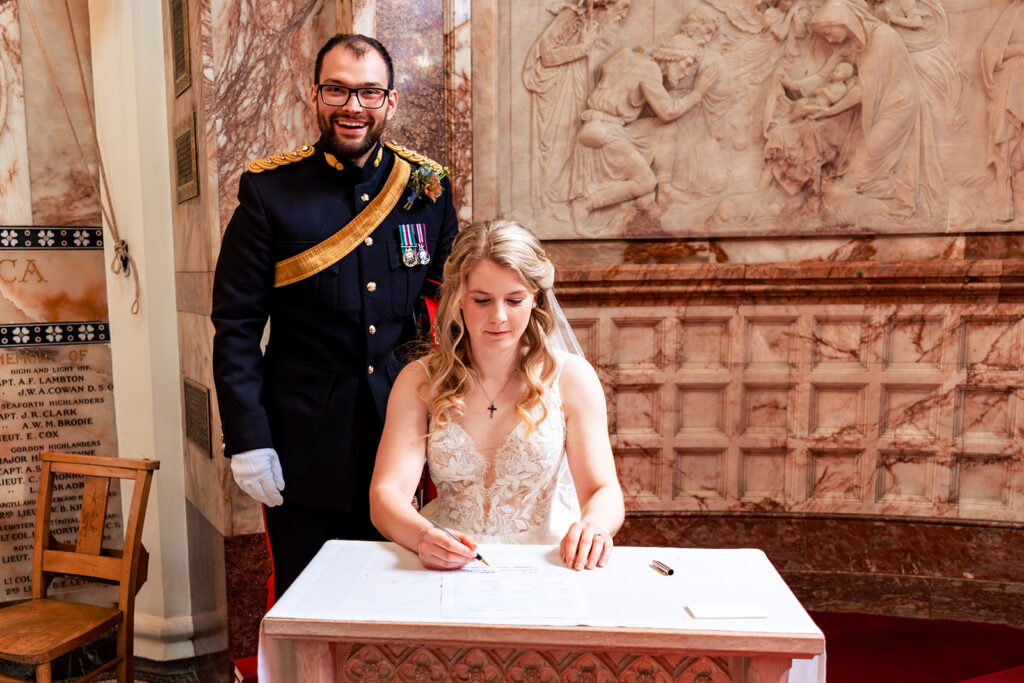 Signing the register at Royal Military Academy Sandhurst