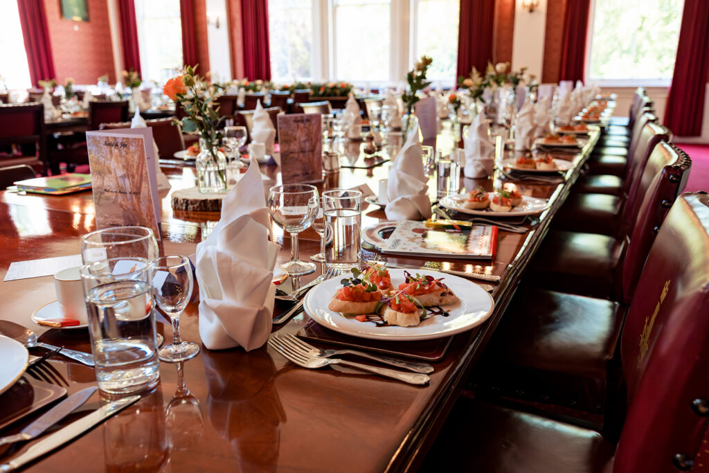 Wedding breakfast in the dining room at Royal Military Academy Sandhurst