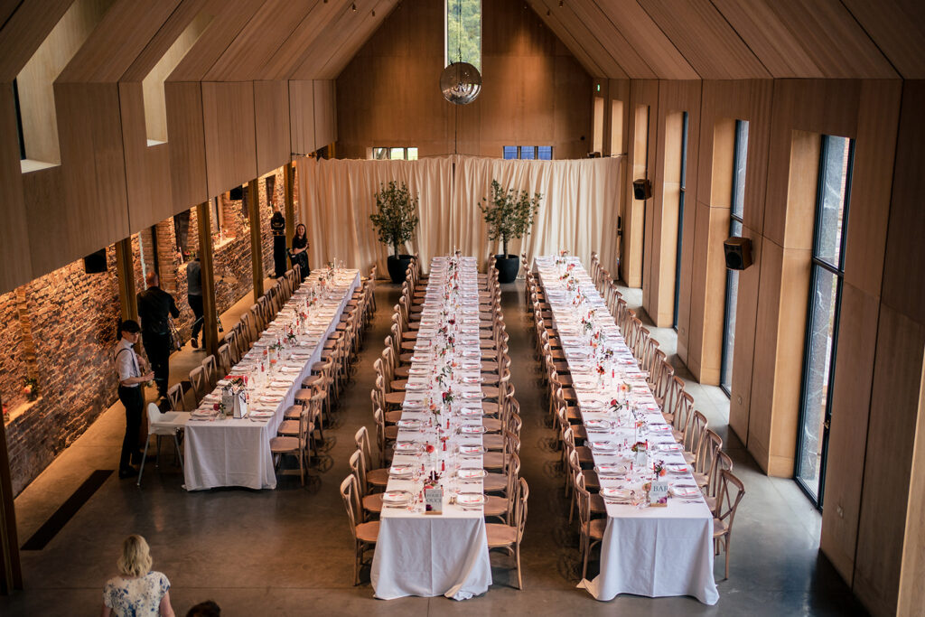 Reception room set for dinner at Dorfold Hall, Cheshire