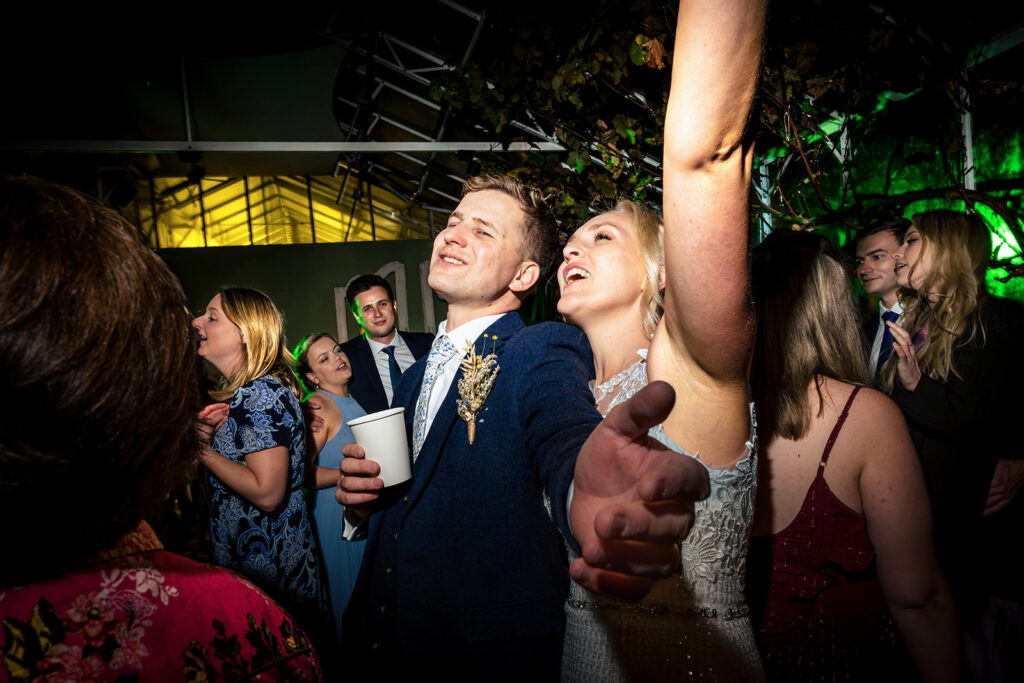 Dancefloor under the lights at Houghton Lodge Gardens, Hampshire