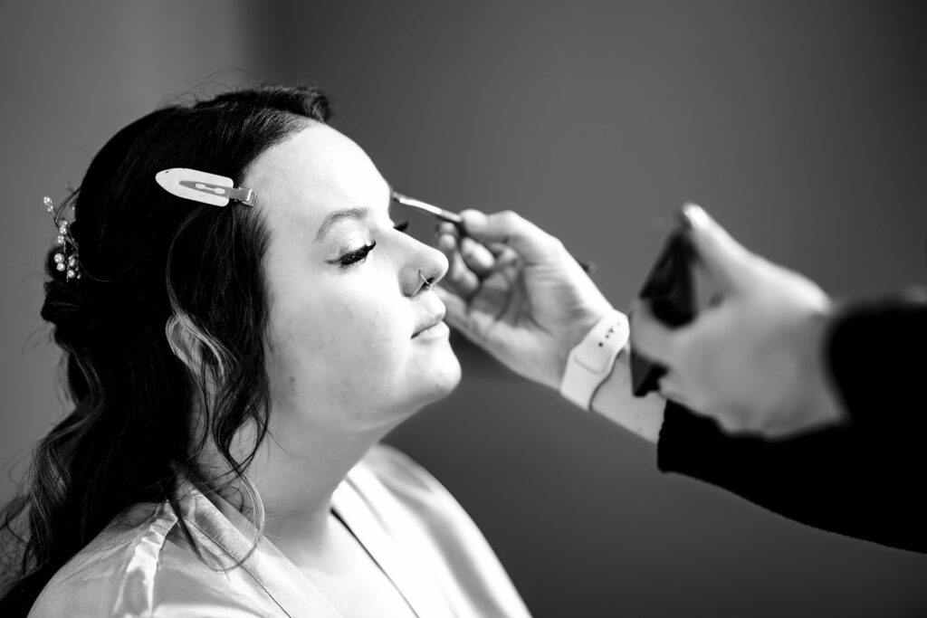 Final make up touches, black and white at Skylark Golf and Country Club, Whiteley