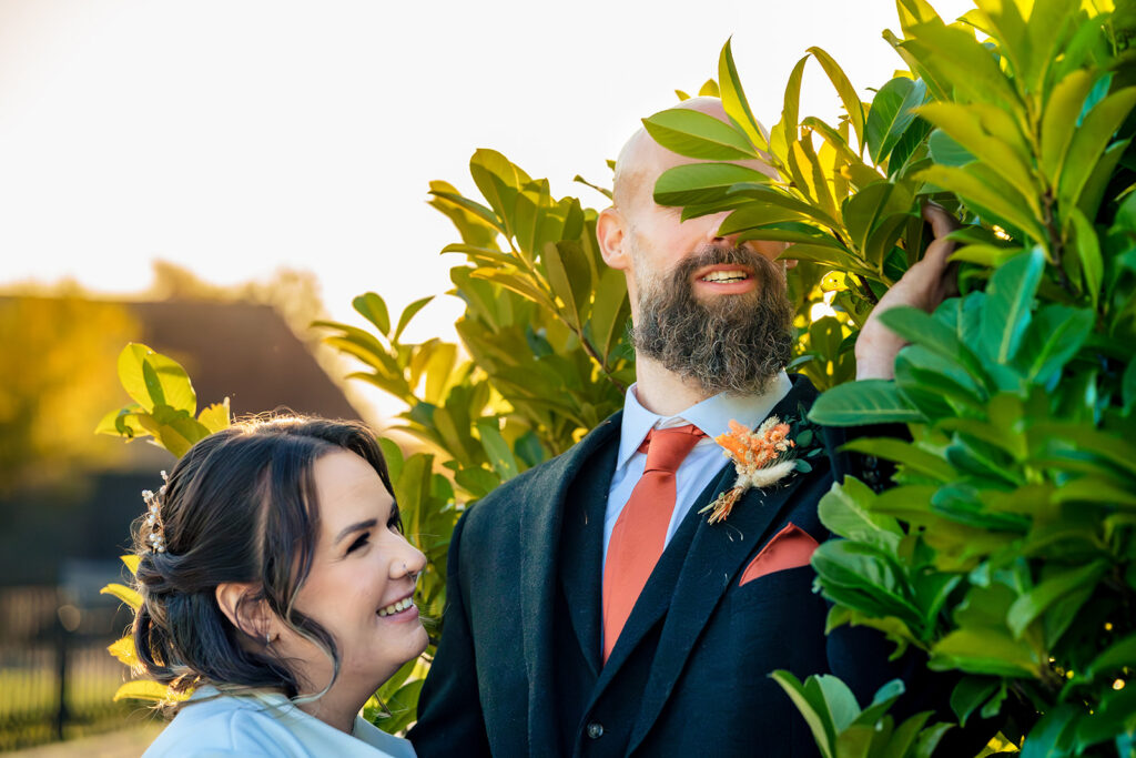 Groom in autumn sunlight at Skylark Golf and Country Club, Whiteley