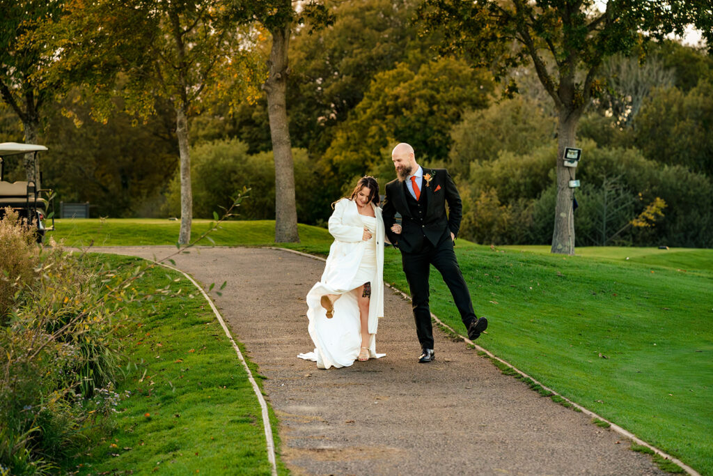 Walking hand in hand on the golf course at Skylark Golf and Country Club, Whiteley