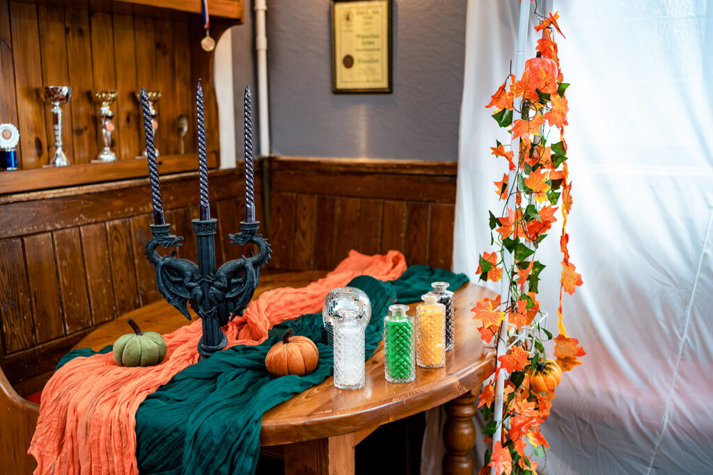Halloween themed ceremony decor at Halloween micro wedding, Southampton