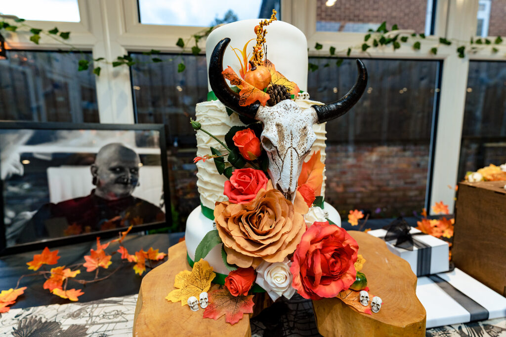 Halloween wedding cake at Halloween micro wedding, Southampton