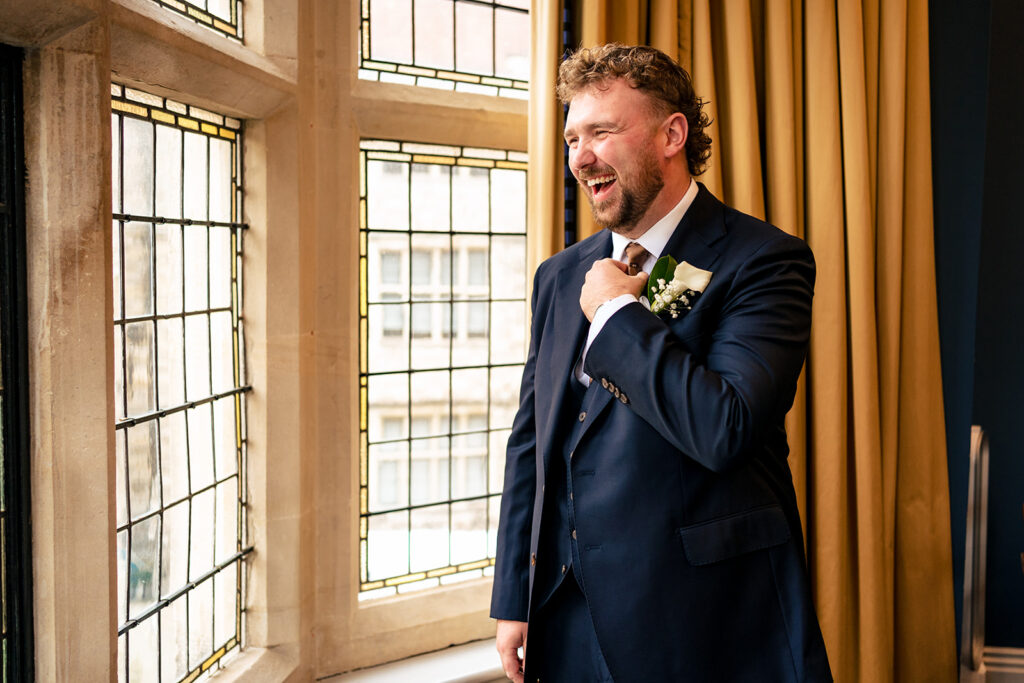 Groom waiting in the ceremony room at Winchester Register Office