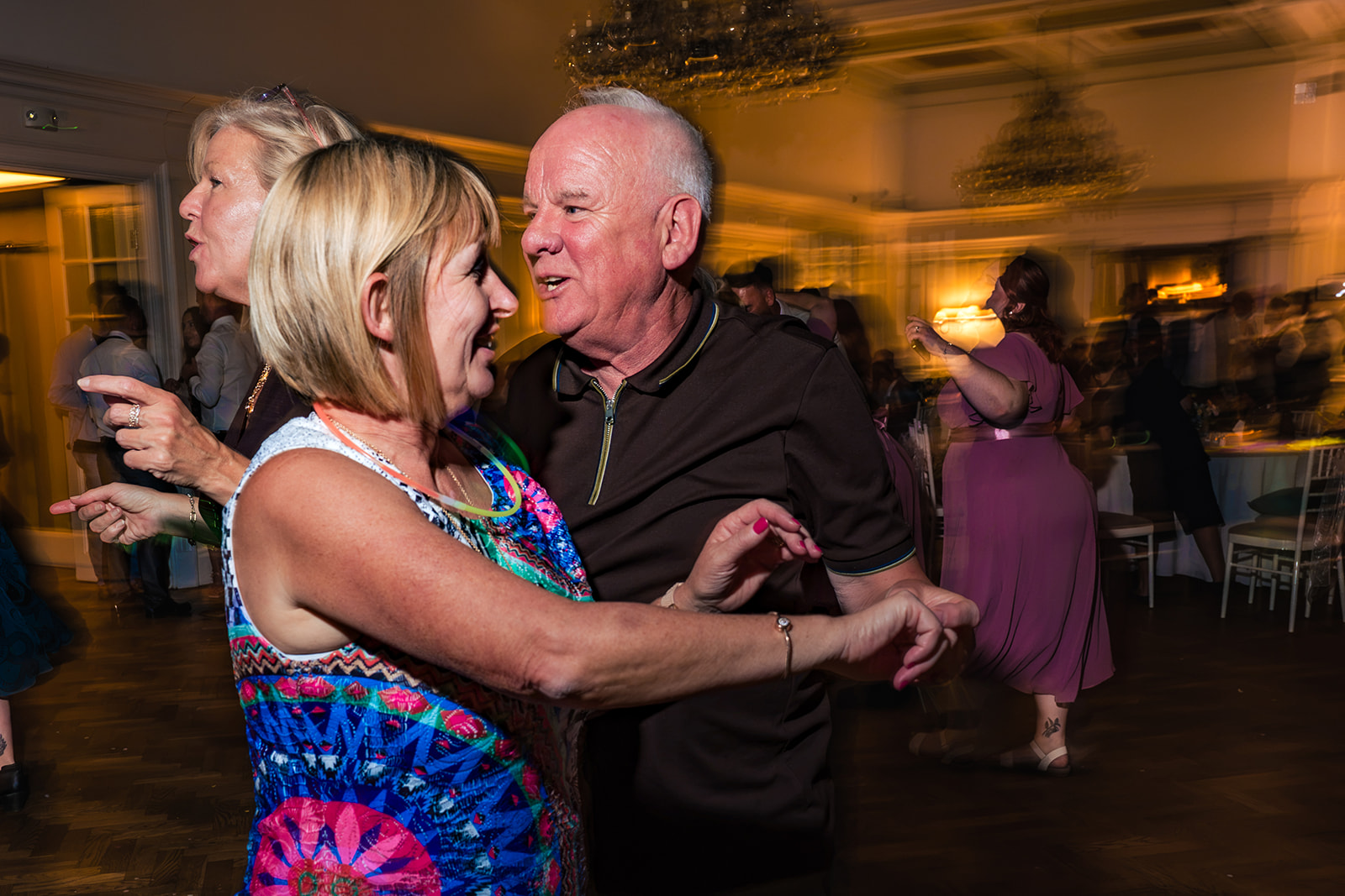 Older guests dancing together at the evening reception at The Queens Hotel Southsea