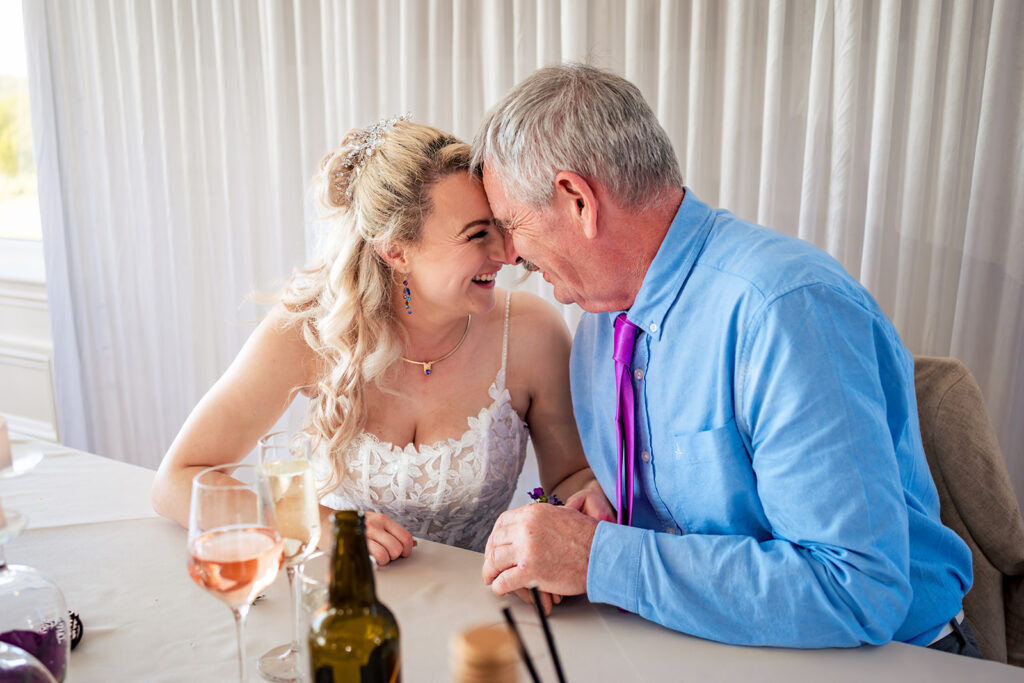 Bride and her dad sharing a moment at Skylark Golf and Country Club, Whiteley