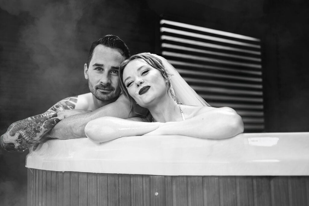Couple relaxing, black and white at Ashbys and Southsea Castle, styled shoot