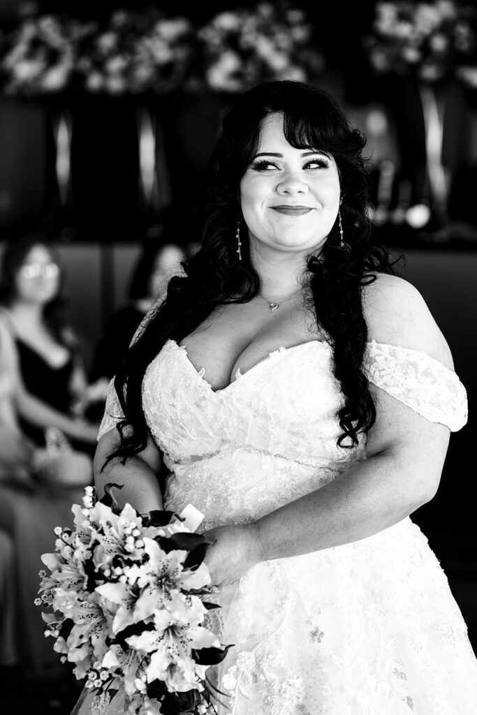 Bridal portrait against a dark backdrop at Langstone Quays Resort, Hayling Island