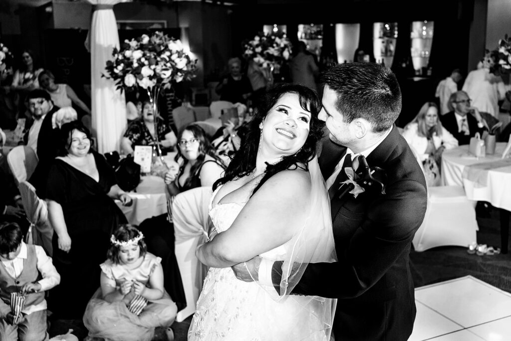 First dance, black and white at Langstone Quays Resort, Hayling Island