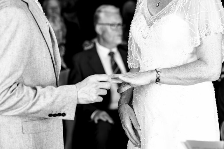 Exchanging rings, black and white at Lodge Hill Centre, West Sussex