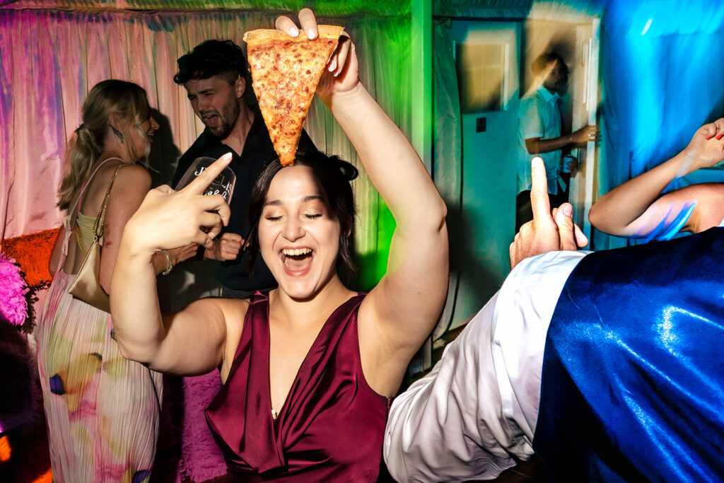 Guests dancing with flash and colour at Tournerbury Woods Estate, Hayling Island